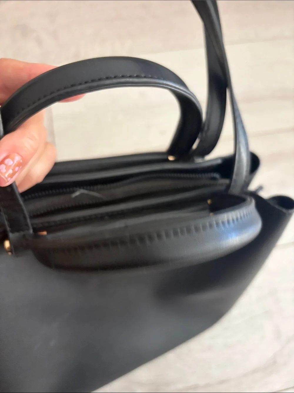 David jones Sicily tote leather black large gold details